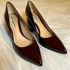 Karl Lagerfeld Paris - Adina pointed toe block heel pump - merlot/burgundy 8.5